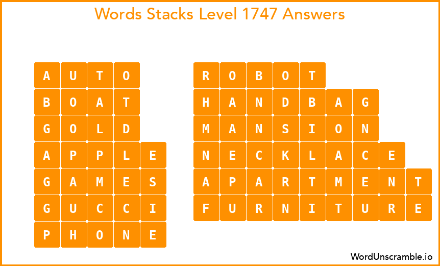 Word Stacks Level 1747 Answers