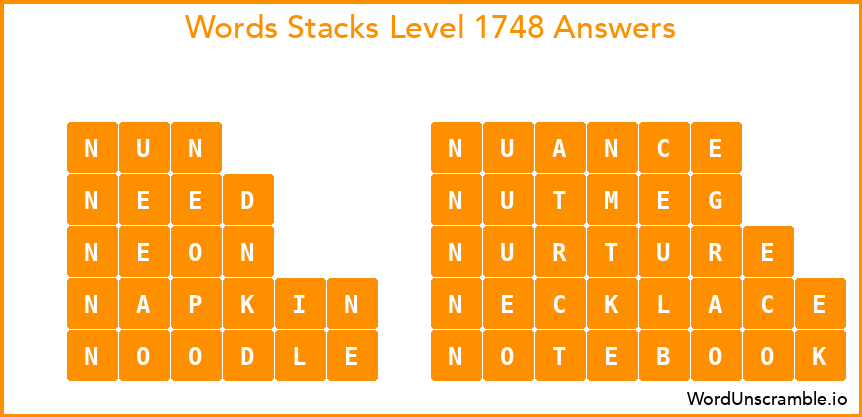 Word Stacks Level 1748 Answers