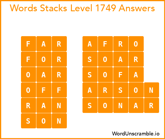 Word Stacks Level 1749 Answers