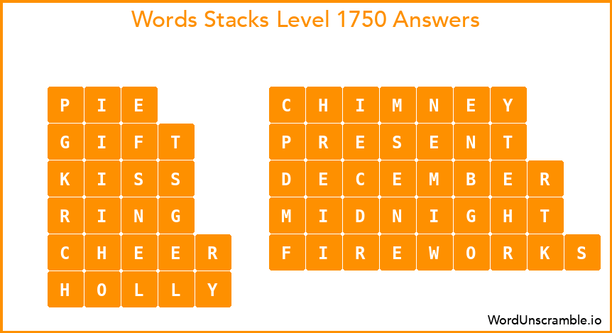 Word Stacks Level 1750 Answers