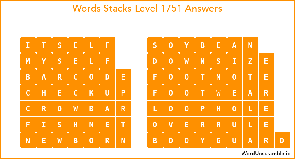 Word Stacks Level 1751 Answers