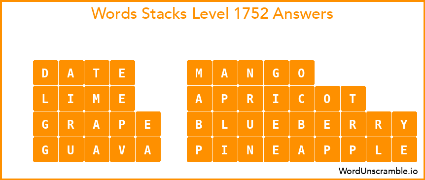 Word Stacks Level 1752 Answers
