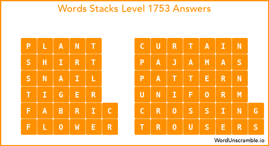 Word Stacks Level 1753 Answers