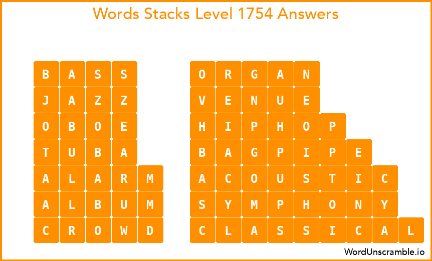 Word Stacks Level 1754 Answers