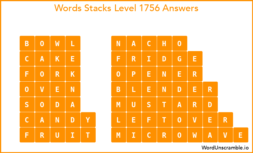 Word Stacks Level 1756 Answers