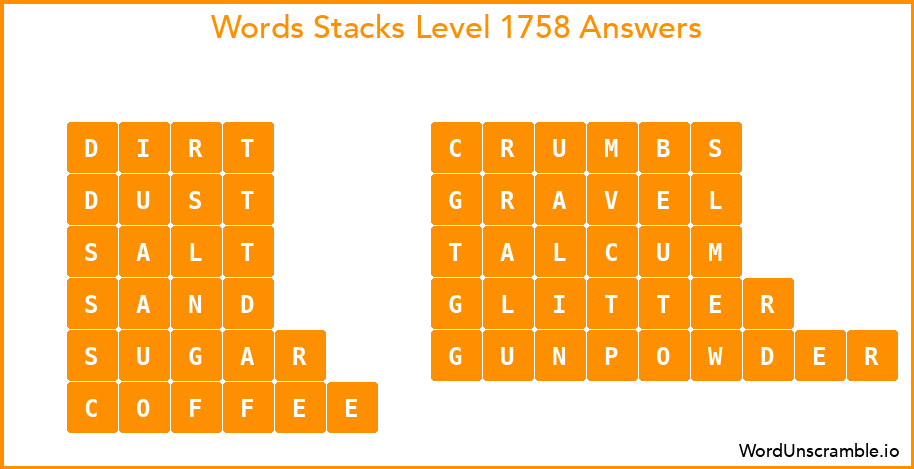 Word Stacks Level 1758 Answers
