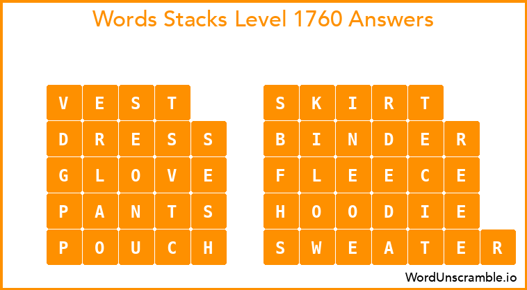Word Stacks Level 1760 Answers