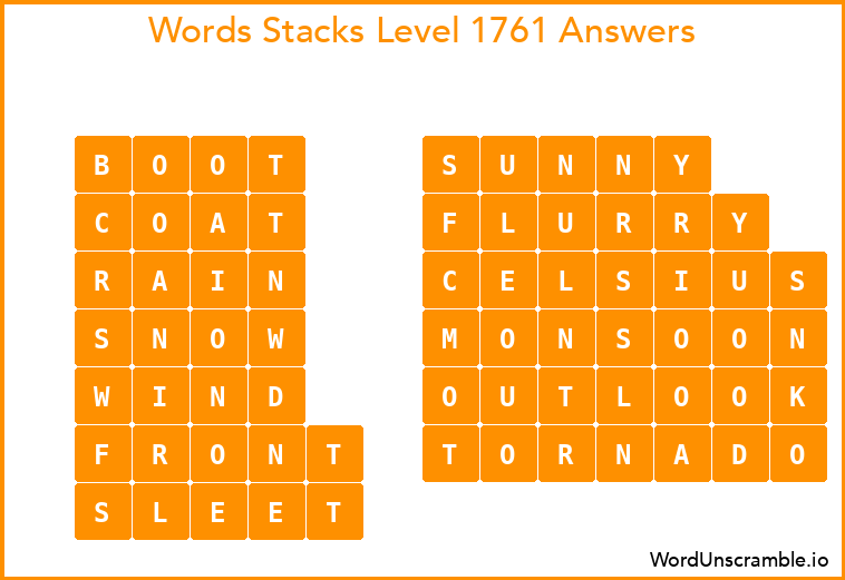 Word Stacks Level 1761 Answers