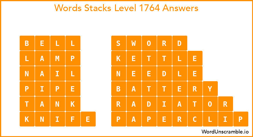Word Stacks Level 1764 Answers