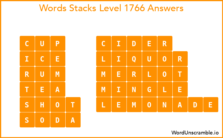 Word Stacks Level 1766 Answers