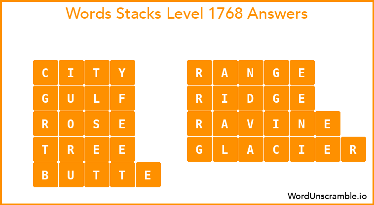 Word Stacks Level 1768 Answers