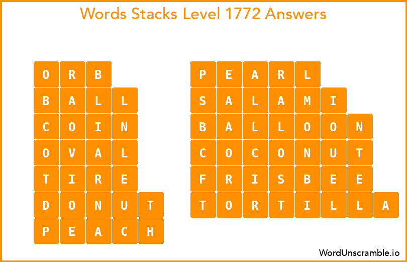 Word Stacks Level 1772 Answers