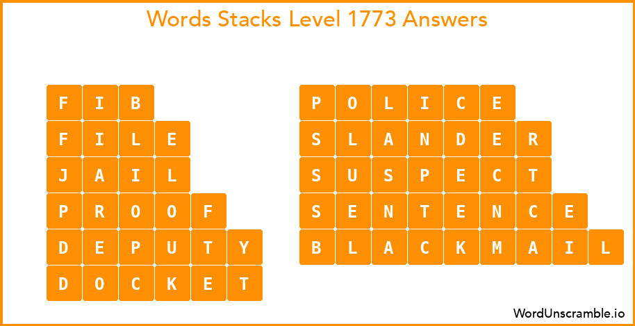 Word Stacks Level 1773 Answers
