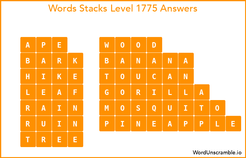 Word Stacks Level 1775 Answers