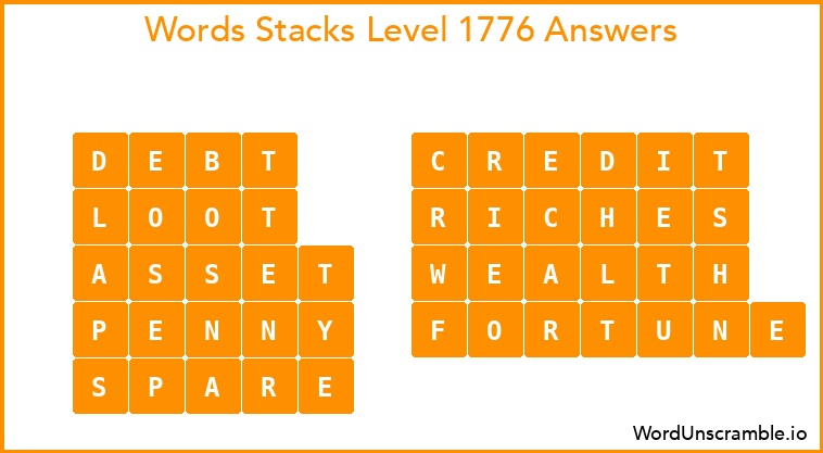 Word Stacks Level 1776 Answers