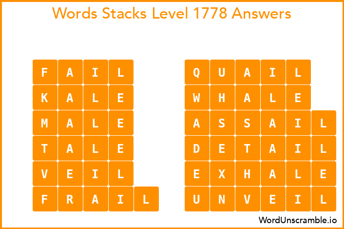 Word Stacks Level 1778 Answers