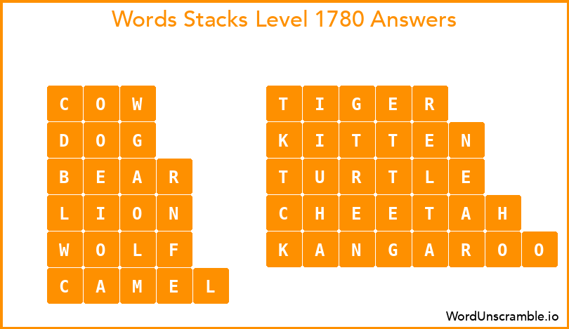Word Stacks Level 1780 Answers