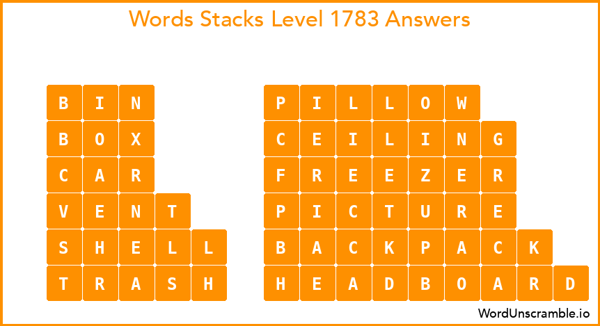 Word Stacks Level 1783 Answers