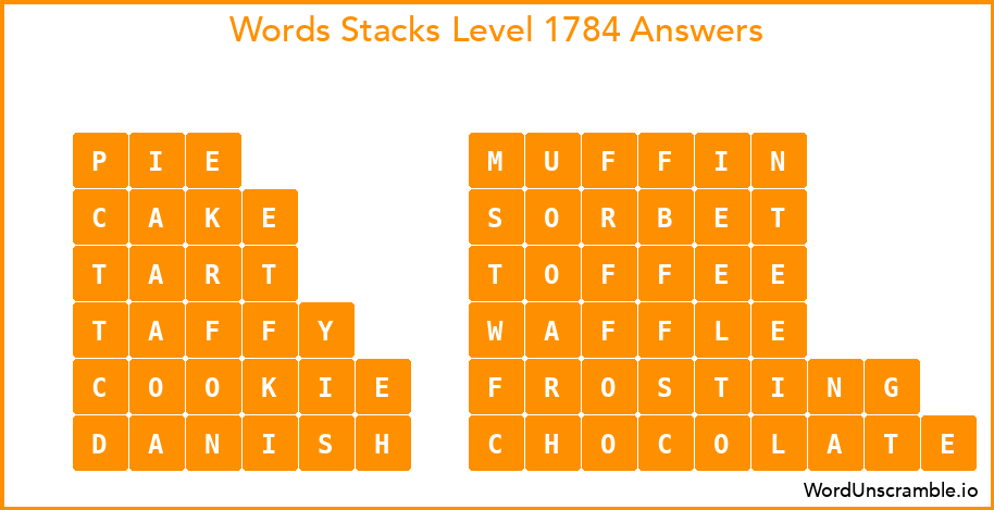 Word Stacks Level 1784 Answers