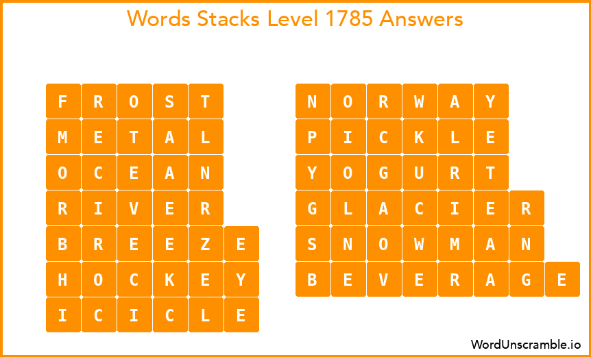 Word Stacks Level 1785 Answers
