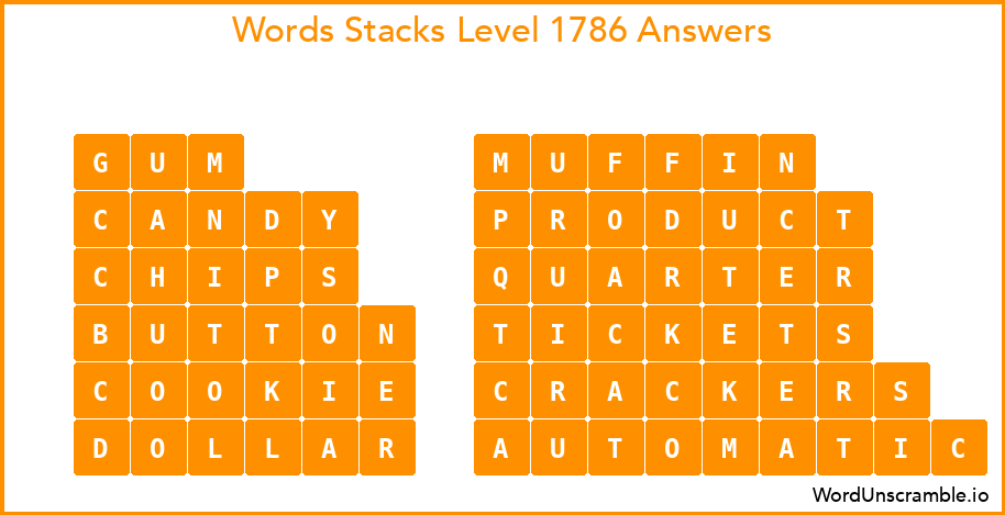 Word Stacks Level 1786 Answers