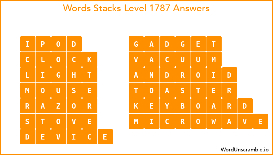 Word Stacks Level 1787 Answers