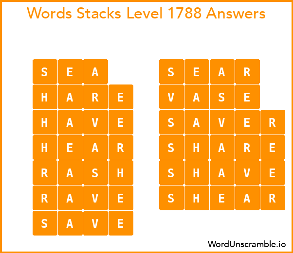 Word Stacks Level 1788 Answers