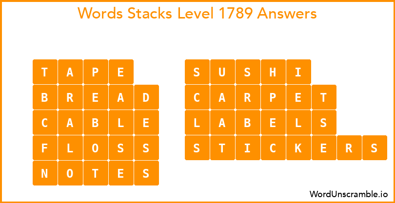 Word Stacks Level 1789 Answers