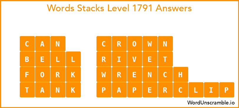 Word Stacks Level 1791 Answers