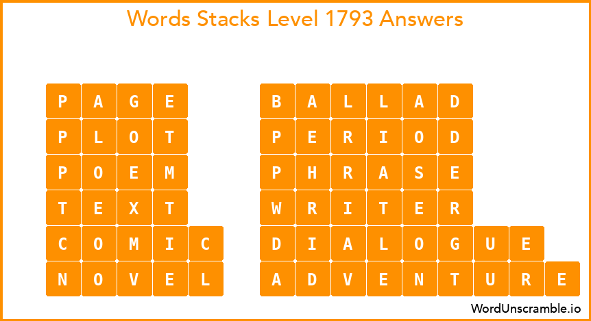 Word Stacks Level 1793 Answers