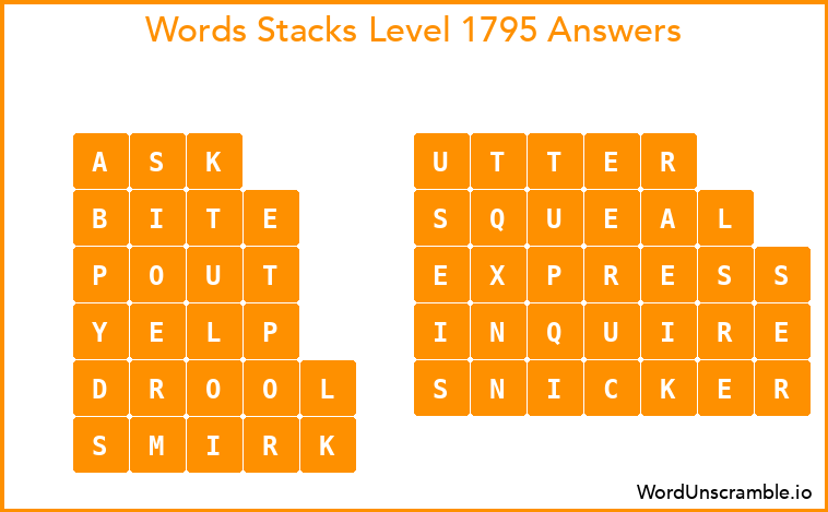 Word Stacks Level 1795 Answers