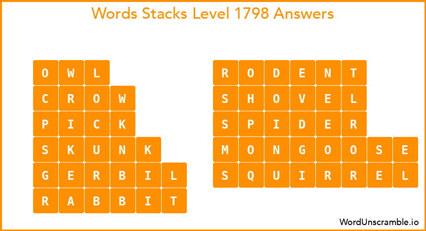 Word Stacks Level 1798 Answers