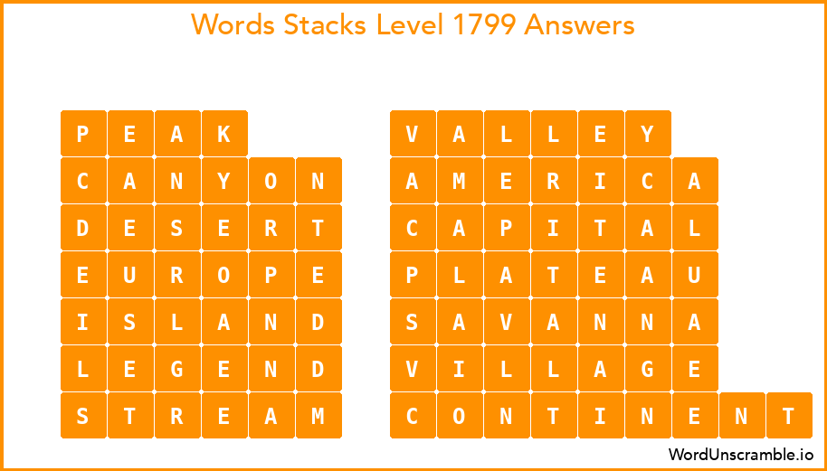 Word Stacks Level 1799 Answers