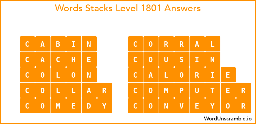 Word Stacks Level 1801 Answers