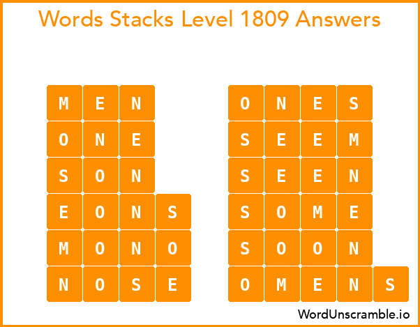 Word Stacks Level 1809 Answers