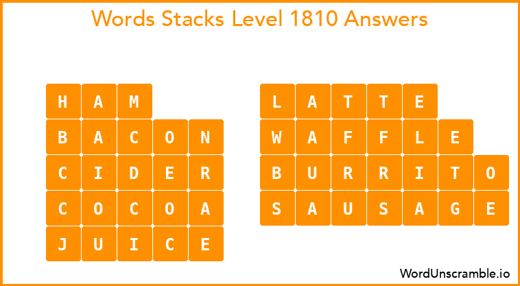 Word Stacks Level 1810 Answers