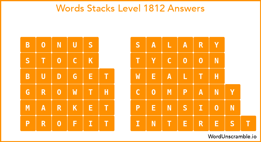 Word Stacks Level 1812 Answers