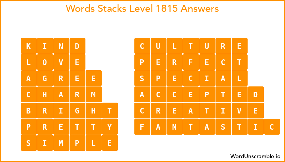 Word Stacks Level 1815 Answers