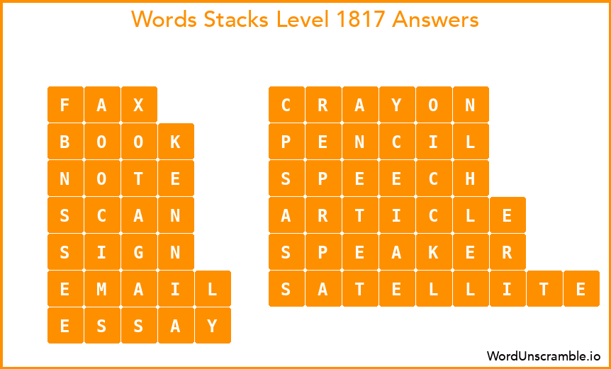 Word Stacks Level 1817 Answers
