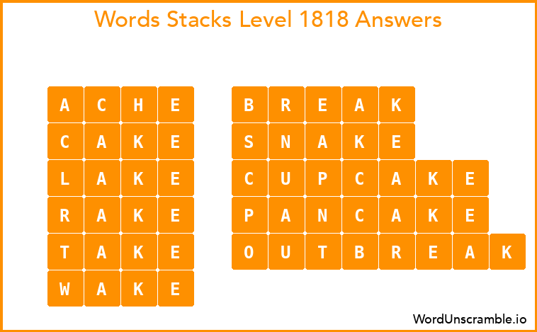 Word Stacks Level 1818 Answers