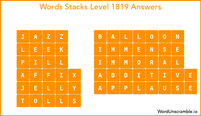 Word Stacks Level 1819 Answers