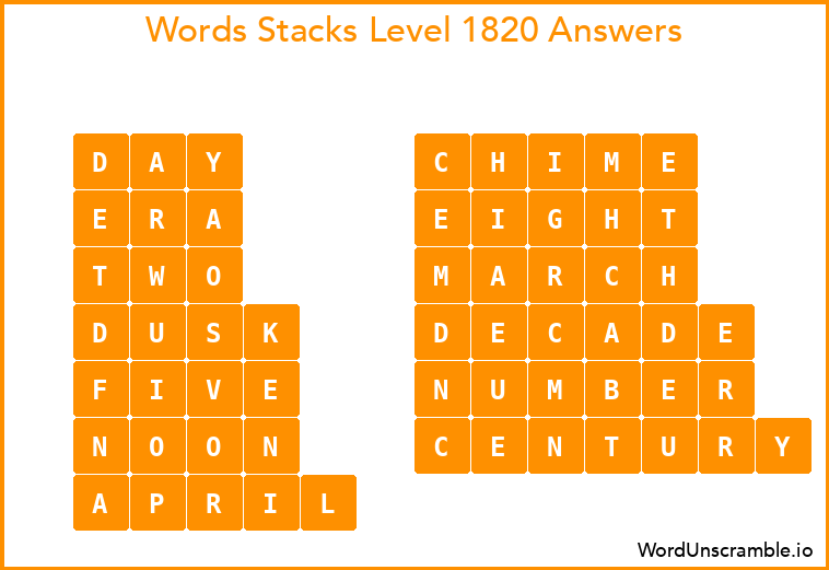 Word Stacks Level 1820 Answers