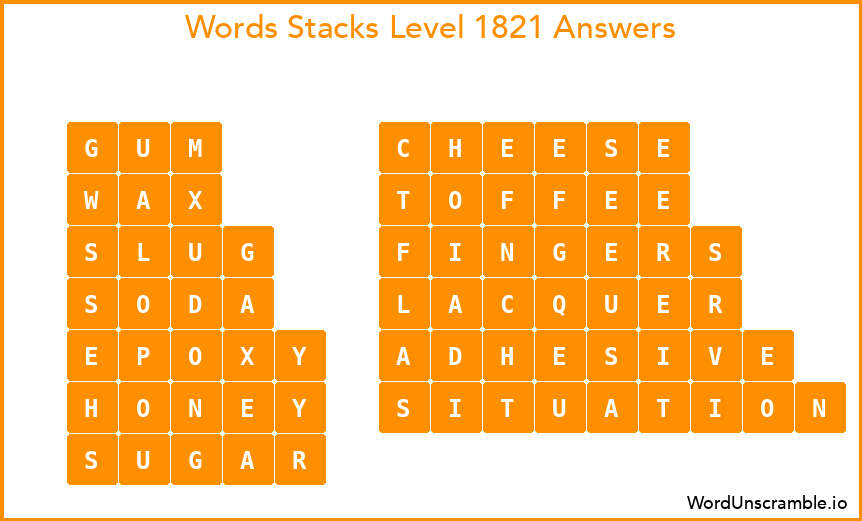 Word Stacks Level 1821 Answers