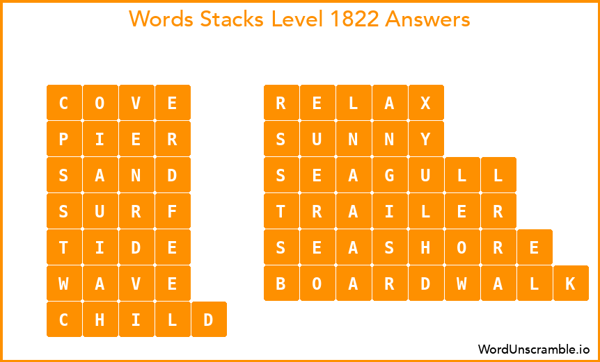 Word Stacks Level 1822 Answers