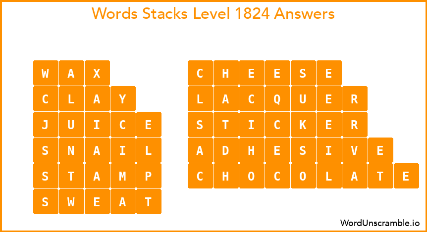 Word Stacks Level 1824 Answers
