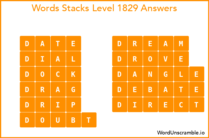 Word Stacks Level 1829 Answers