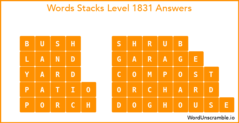 Word Stacks Level 1831 Answers