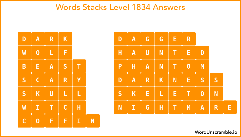 Word Stacks Level 1834 Answers