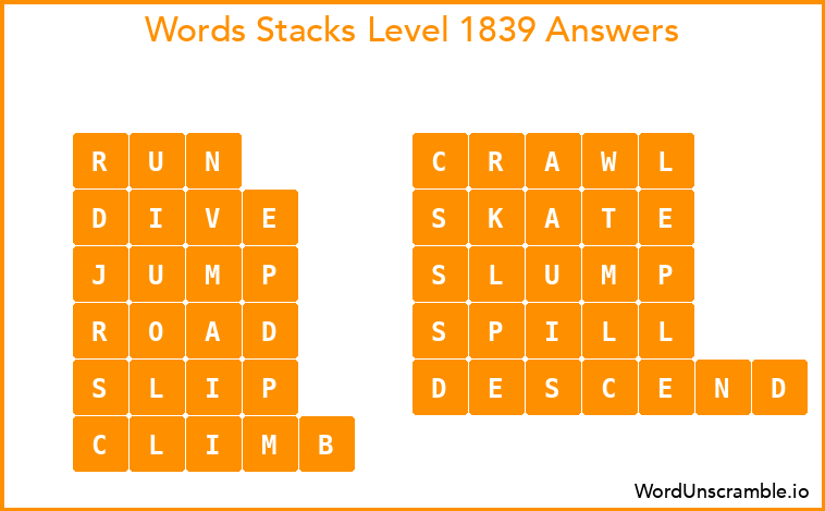 Word Stacks Level 1839 Answers
