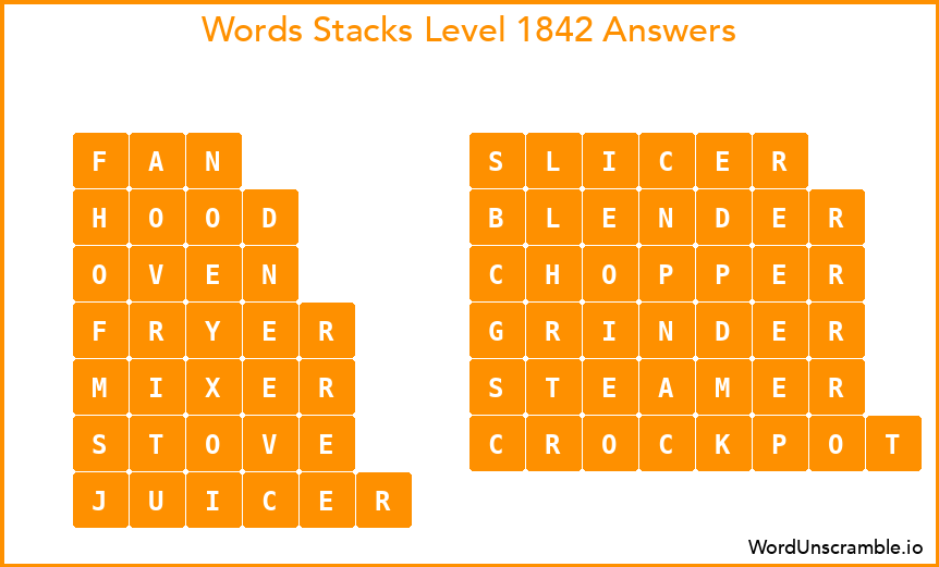 Word Stacks Level 1842 Answers